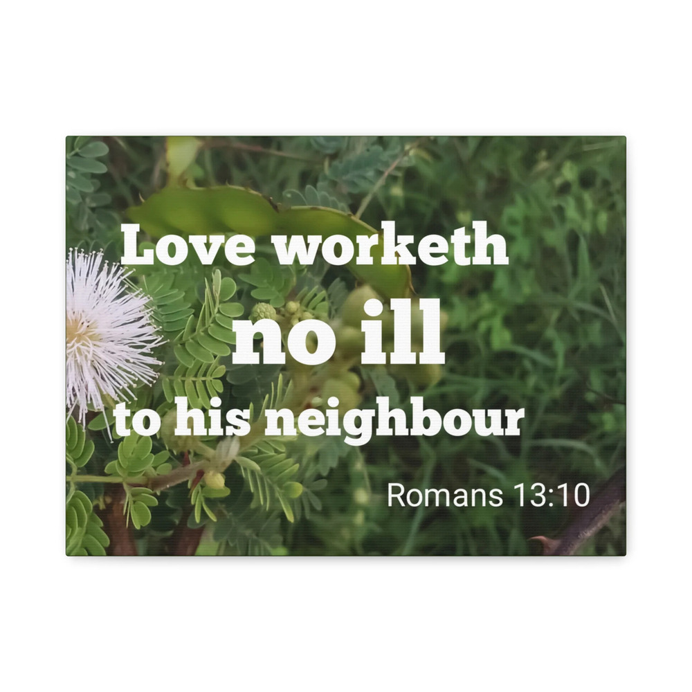 Scripture Canvas Neighbor Romans 13:10 Christian Wall Art Bible Verse Print